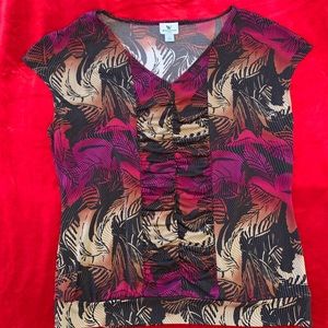 Worthington Women’s Large sleeveless rainbow multicolored top w gathered front